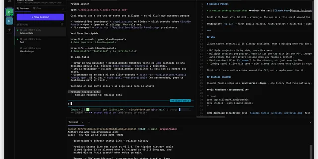 Klaudio Panels - Claude Code in a native window